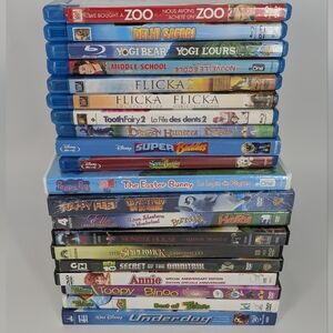 Kids Family Blu Rays and DVDs Lot